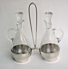 ancien huilier vinaigrier verre et métal argenté Christofle art de la table
