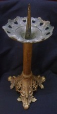 ANCIEN PIQUE CIERGE D'EGLISE BRONZE DECOR EPIS DE BLES XIX ième S D1156