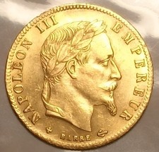 ? Pièce de 5 francs or 900‰ Napoléon III * Tête Laurée * 1863 BB ?