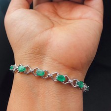 émeraude coupe ovale bracelet - Émeraude,