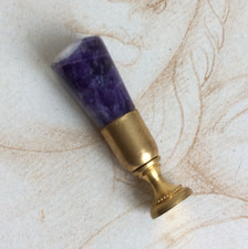 Ancien Cachet Sceau en Agate Violette Matrice Vierge 1900
