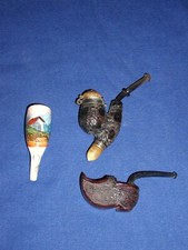 ANCIENNES PIPES DIVERSES-BAVAROISE FORME CAVALIER+SABOT+FOURNEAU PORCELAINE