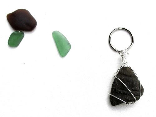 Porte clés verre mer - verre, de