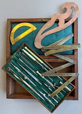 Boite coffret compas ancien - boite,