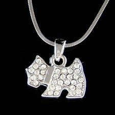 Westie Terrier Ecossais Chien Avec Cristal Swarovski Scottie Chiot Collier