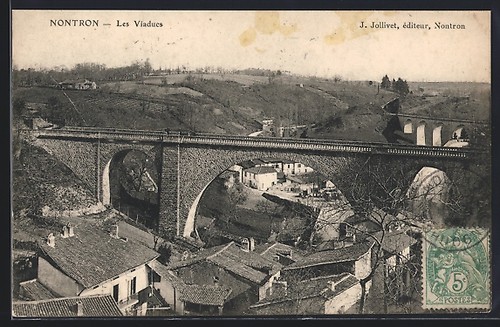 Cpa nontron les - les, viaducs