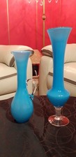 2 Vases Opalines Bleu Florence