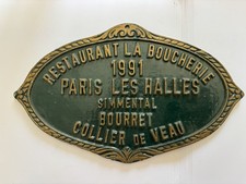 ancienne Plaque restaurant la Boucherie PARIS 1991