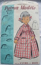 Ancien Patron Modèle - Robe de Chambre  1 à 2ans - Édité par l'Écho de la Mode