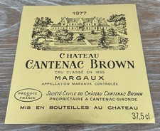 Étiquette de Château Cantenac Brown 1977 - 37,5 cl