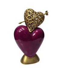 LAMPE BERGER Lampe à parfum en porcelaine de Limoges avec dessus coeur ton or