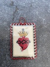 Ancien Petit Médaillon Religieux Scapulaire ? Cœur Christ Et Vierge Miséricorde 