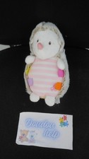 doudou peluche hérisson beige blanc rayé rose champignon LUMINOU 16cm