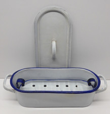 -PETITE POISSONNIERE TOLE EMAILLEE BLANCHE complète Turbotière déco CUISINE  D