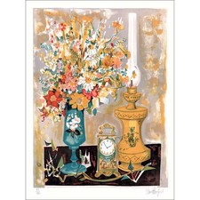 VERNET-BONFORT Robert - Lithographie originale "Nature morte à la lampe" 75x52cm