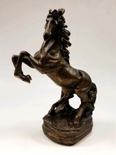 Grande Sculpture statue ornementale animal cheval étalon cabrant patine bronze