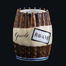 Pot à Cigares Havane "Quels Délices" Porcelaine de Paris / Café Bistrot 19e