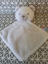 Doudou  ours plat blanc gris