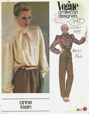 Patron De Couture Vintage Vogue 1985 B36" Blouse (1895) Par Anne Klein