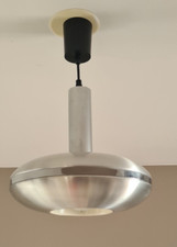 Lustre Suspendue Space AGE MASSIVE, en aluminium brosse avec une couronne chromé