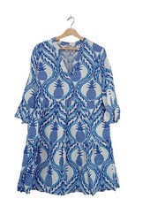 BODEN Robe à manches longues Dames Robe T EU 40 blanc-bleu style décontracté