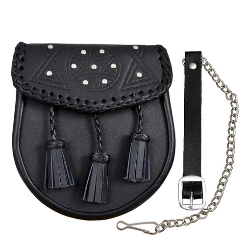 Sporran cuir noir écossais - en,