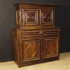 Ancien buffet armoire meuble style Louis XIII 700 double corps en bois noyer