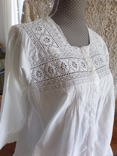 Chemisier ancien haut dentelle - chemisier,