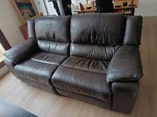 Canapé relax 2/3places marron très foncé en cuir