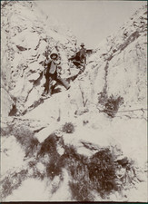 France, Le Mauvais Pas à Chamonix Mont Blanc, 1904 Vintage citrate print.  Tir