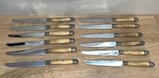 Lot 12 Anciens Couteaux de Table Service Décor Argenté Résine Effet Naturel