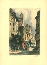 Eau forte gravure Paris rue