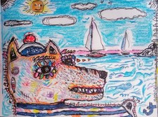 Tableau chien marin Milou Fox