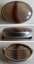 Broche en ARGENT massif Sterling + vraie agate silver brooch bijou ancien