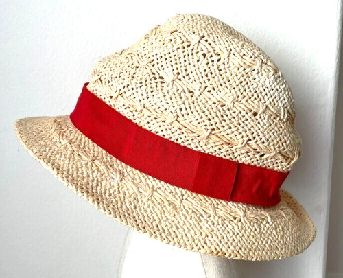 Chapeau paille ruban rouge - chapeau, de