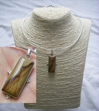 Ras de cou torque joli collier 21gr ARGENT massif PIERRE NATURELLE MARRON N°664