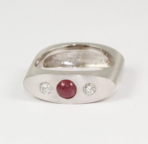 Bague design 585 blanc avec - design, or