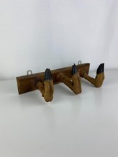 Sublime porte manteaux mural bois, 3 patères en pattes de chevreuil, Fait main