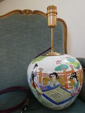 Important Pied de lampe pot à gingembre porcelaine de Chine, fin XIXe début XXe