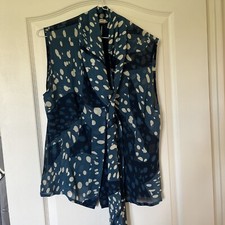 chemisier soie Sans Manche Bleu Hermès 