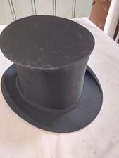 Ancien Chapeau Haut de Forme en Soie Noire