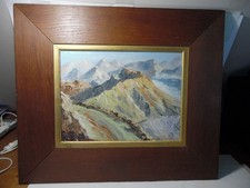 Ecole de Savoie XXème,Peintre de la Montagne: HSP "Vue du Massif du Mont-Blanc".