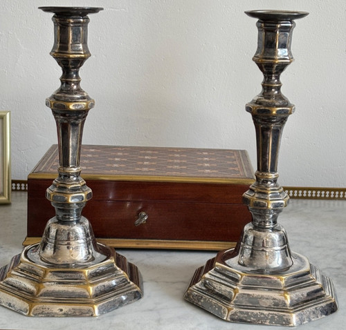 Paire bougeoirs époque - bougeoirs,