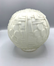 Globe boule ancien Art Déco 1930 verre dépoli moulé – motif géométrique & floral