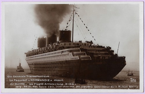 Cpa paquebot normandie - normandie,