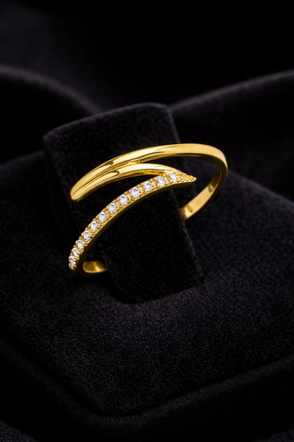 9ct yelllow zig zag bague - zig-zag,