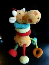 G6 - DOUDOU PELUCHE HOCHET LILLIPUTIENS  GIRAFEORANGE VERT 3 ANNEAUX GRELOT TBE 