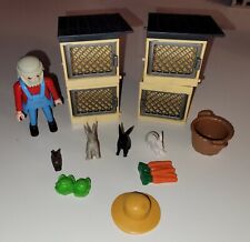 Playmobil 4491 - Fermier/lapins/clapiers - Bon État - Sans boîte 