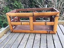 French Vintage Bamboo Planter Basket Rectangle ￼MidCentury Wood Flower Pot