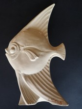 POISSON  faience craquelée, art déco, signée L. Fontinelle